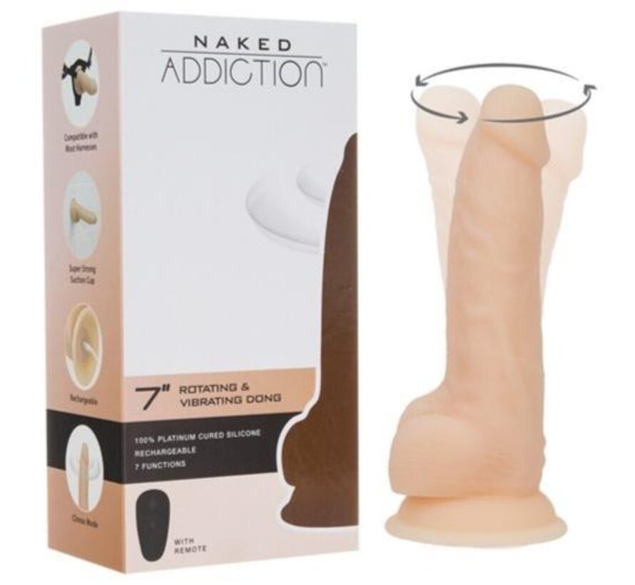 Naked Addiction - Realistische Roterende Dildo Met Afstandsbediening - 18 cm