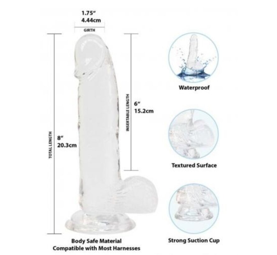 Crystal Addiction - Transparante Dildo - 19 cm