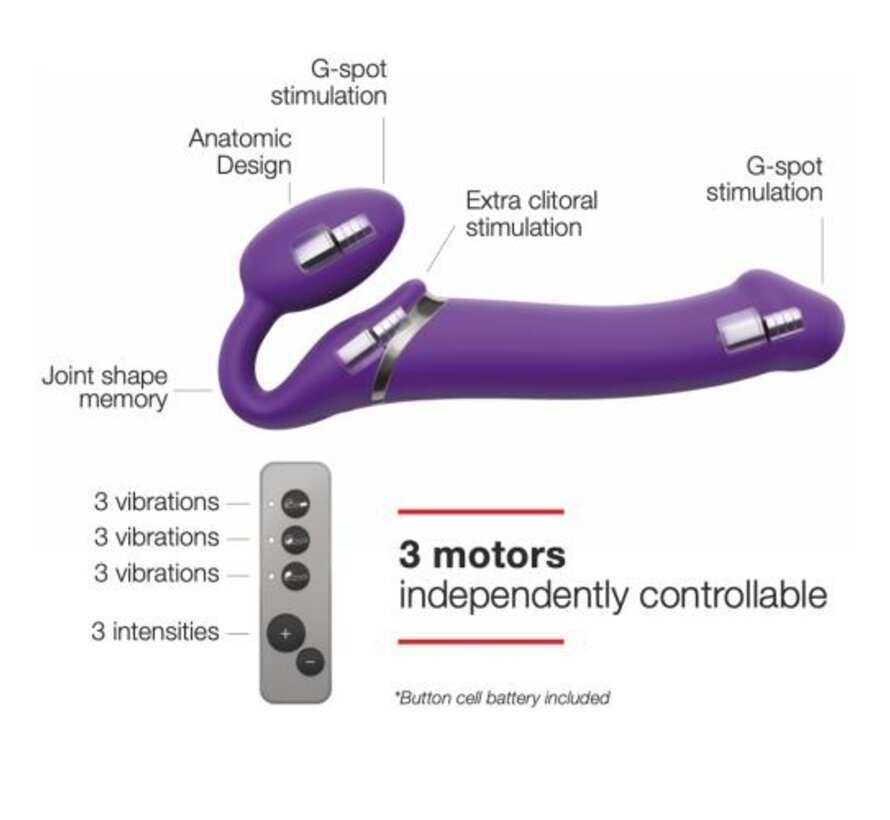 Strap On Me - Strapless Vibrerende Voorbind Dildo - Maat M - Paars