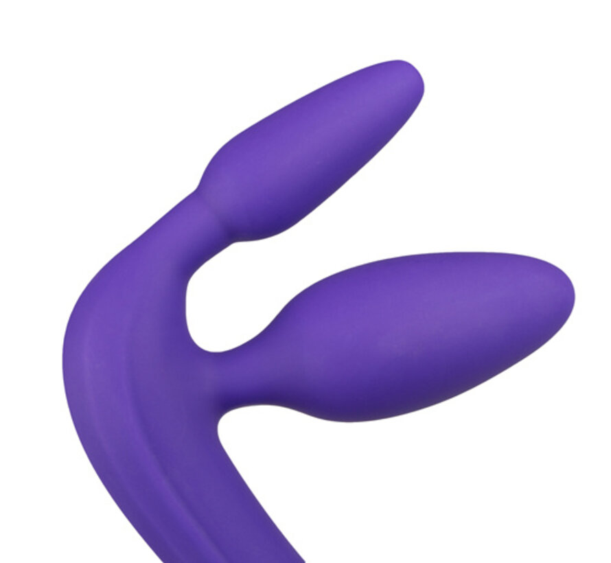 Drie Dubbele Voorbind Dildo - Paars