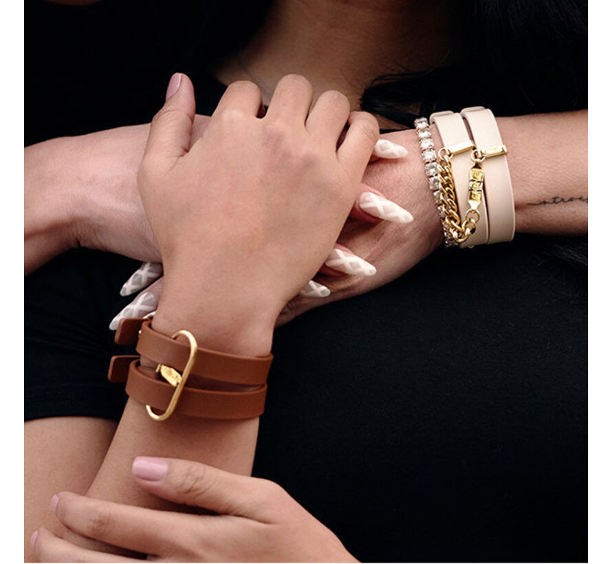 Crave - ICON Cuffs - Tan & 18kt Gold Plated