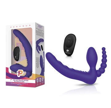Pegasus - 7” Remote Control Strapless D.P. Silicone Strap on