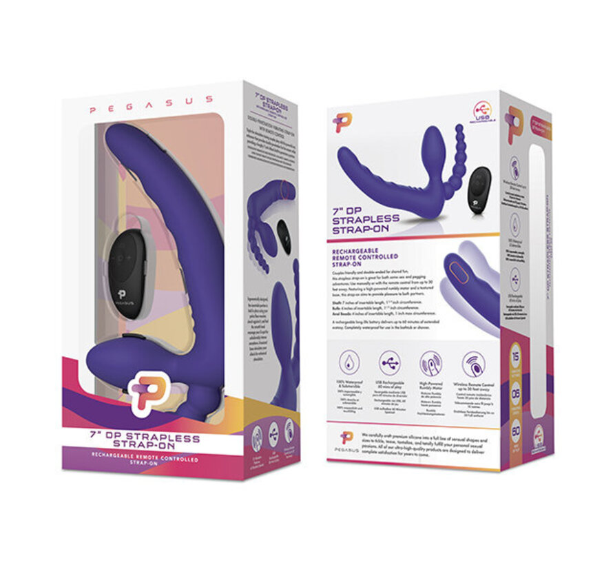Pegasus - 7” Remote Control Strapless D.P. Silicone Strap on