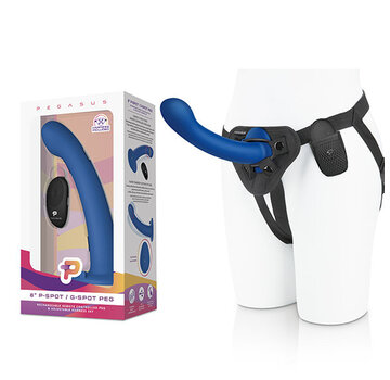 Pegasus - 8” Remote Control P-Spot G-Spot Silicone Peg with Harness Include