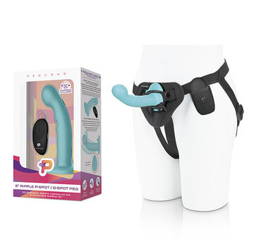 Pegasus - 6” Remote Control Ripple P-Spot G-Spot Silicone Peg with Harness 