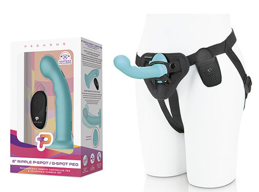 Pegasus - 6” Remote Control Ripple P-Spot G-Spot Silicone Peg with Harness 