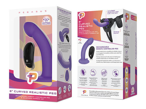 Pegasus - 6 Curved Realistic Silicone Peg with harness included