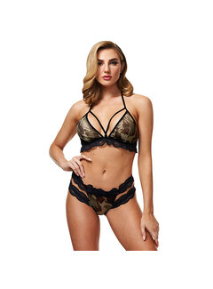 Baci - 2 Pc Criss-cross Mesh & Lace Army Girl