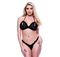 Baci - 2pc Peek-a-boo Bra & Crotchless G-string Set S/M