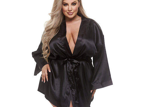 Baci - All Satin Robe Black Queen
