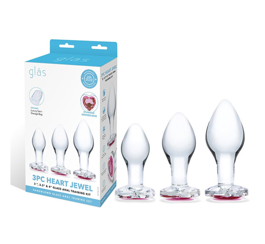 Glas - Heart Jewel Glass Anal Training Kit 3 pcs