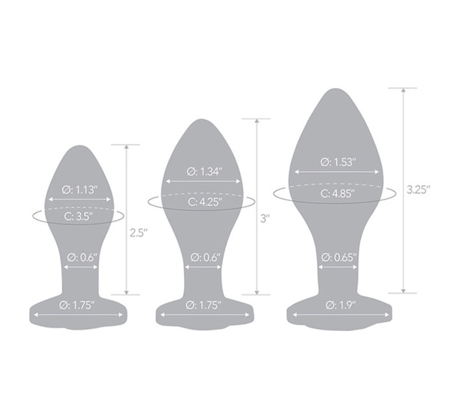 Glas - Heart Jewel Glass Anal Training Kit 3 pcs