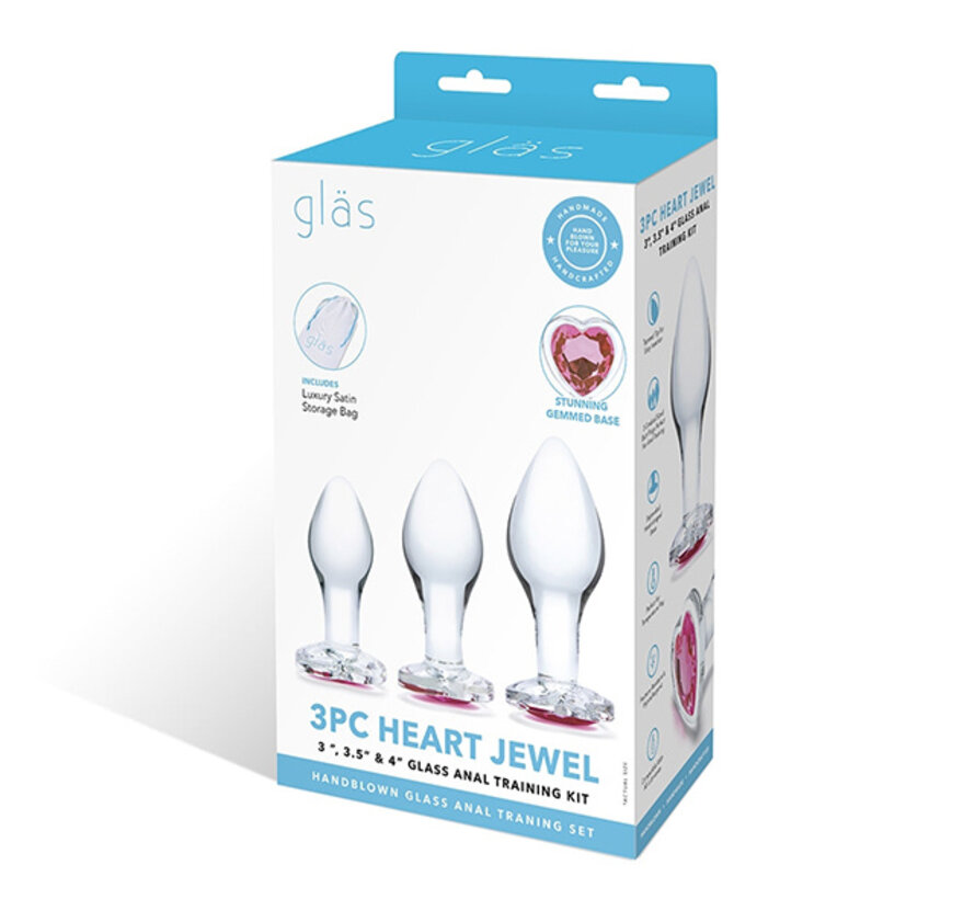 Glas - Heart Jewel Glass Anal Training Kit 3 pcs