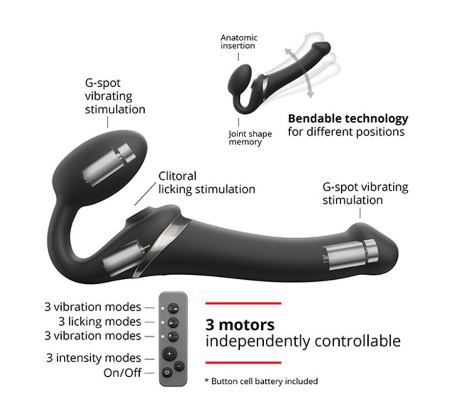 Strap-On-Me - Strap-on Multi Orgasm Remote Controlled 3 Motors Black XL