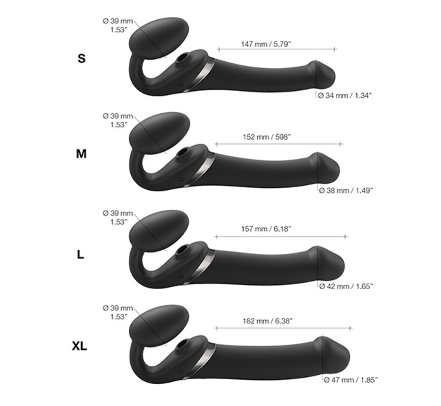 Strap-On-Me - Strap-on Multi Orgasm Remote Controlled 3 Motors Black XL