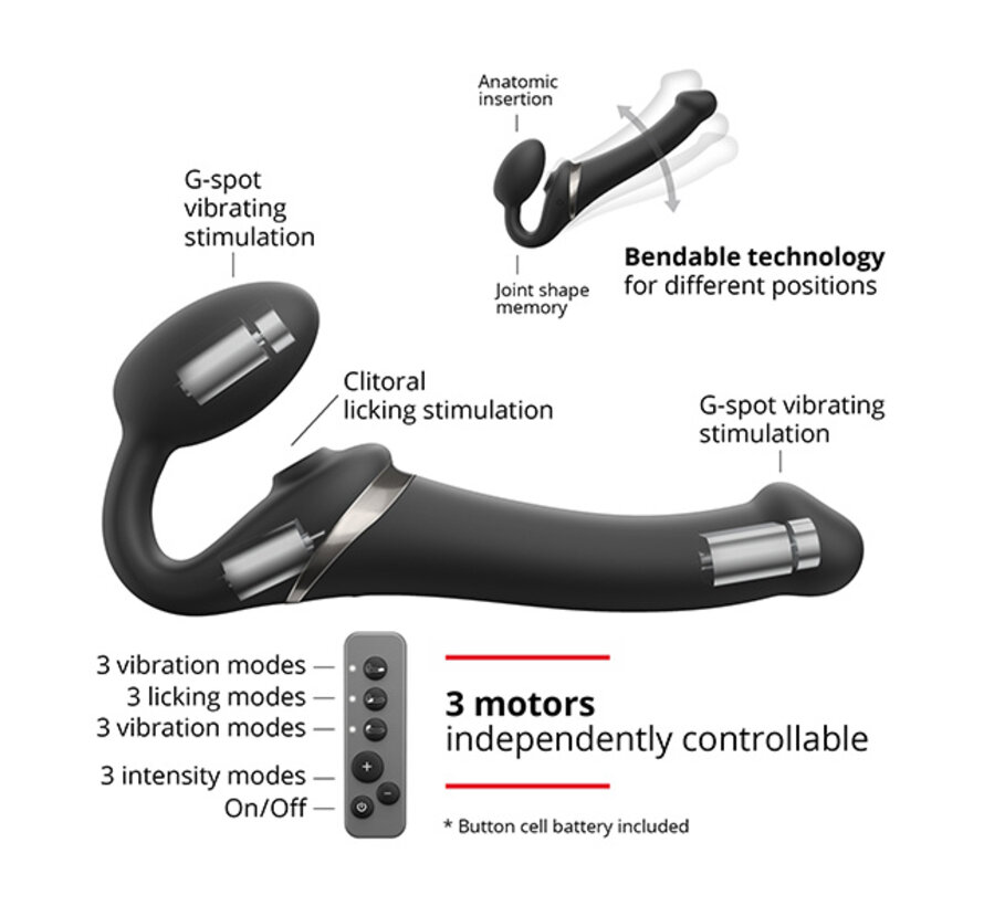 Strap-On-Me - Strap-on Multi Orgasm Remote Controlled 3 Motors Black M