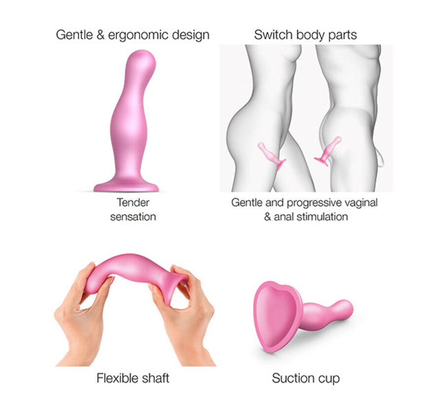 Strap-On-Me - Dildo Plug Curvy Metallic Sugar Pink L