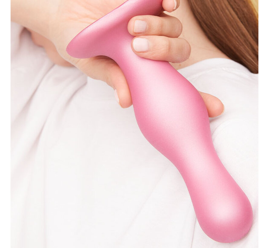 Strap-On-Me - Dildo Plug Curvy Metallic Sugar Pink S