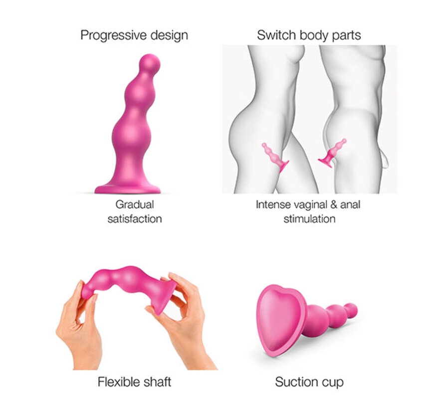 Strap-On-Me - Dildo Plug Beads Metallic Raspberry Pink M