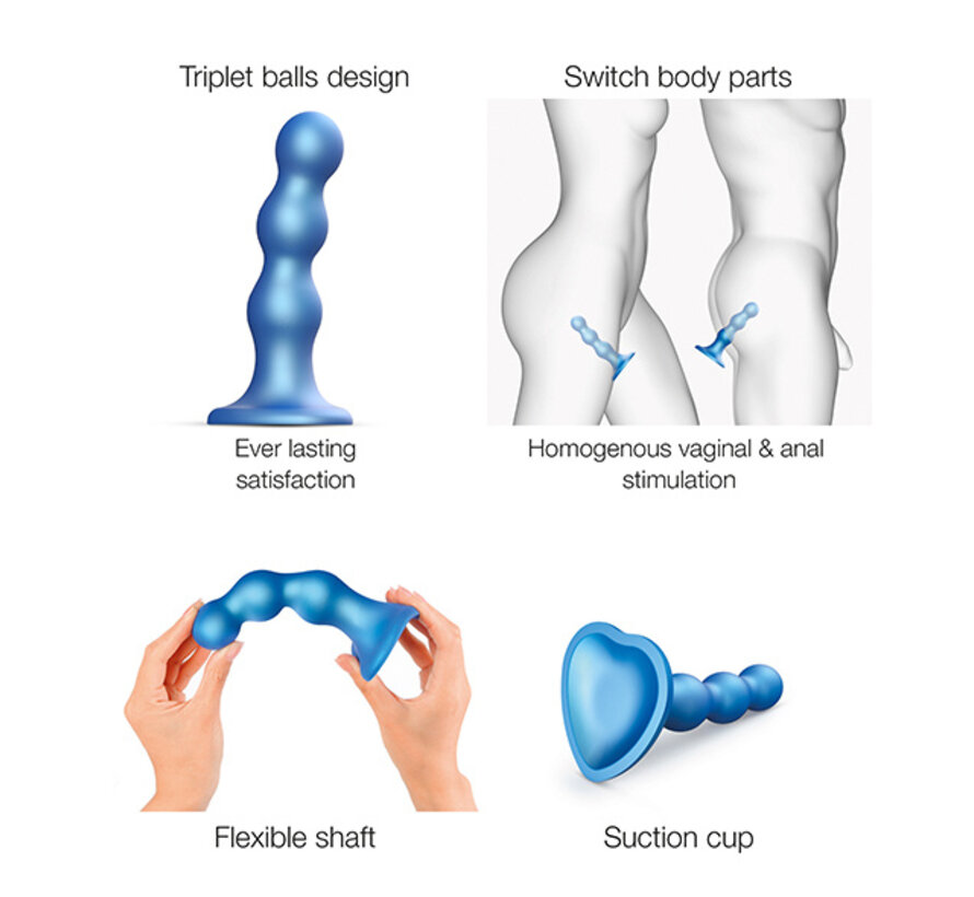 Strap-On-Me - Dildo Plug Balls Metallic Blue M