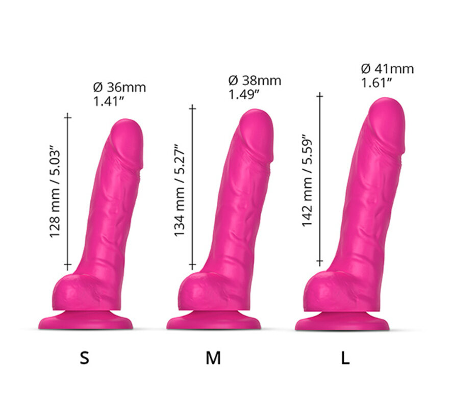 Strap-On-Me - Sliding Skin Realistic Dildo Fuchsia L