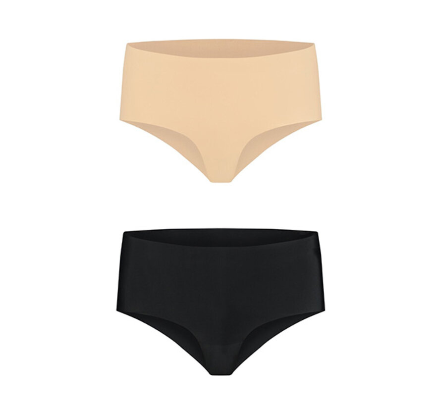 Bye Bra - Invisible High Brief Nude + Black XXL