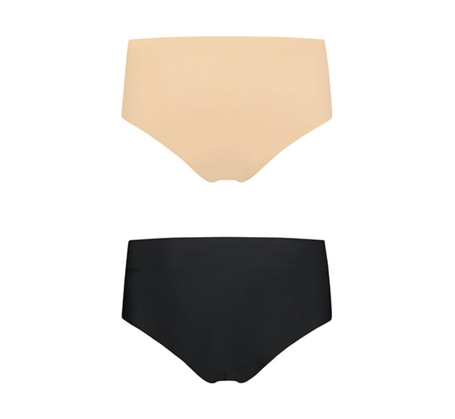 Bye Bra - Invisible High Brief Nude + Black M