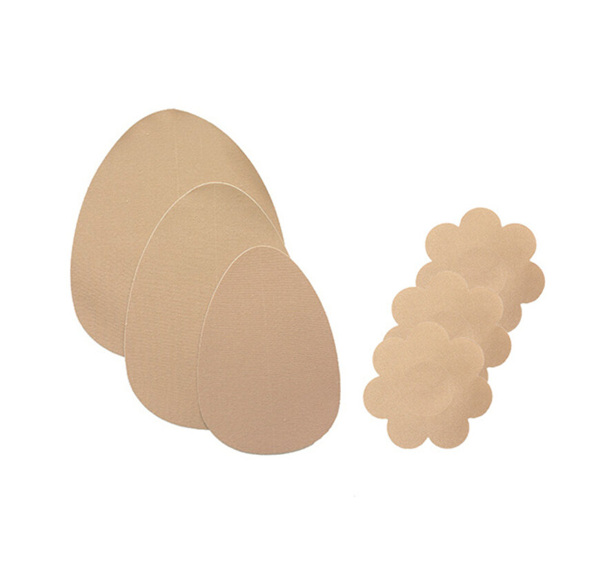 Bye Bra - Breast Lift Pads + Satin Nipple Covers A-C Nude