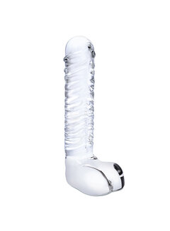 Glas Glas - Realistic Ribbed Glass G-Spot Dildo with Balls