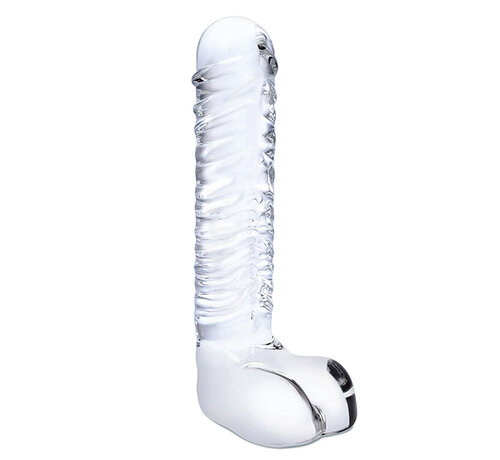 Glas Glas - Realistic Ribbed Glass G-Spot Dildo with Balls