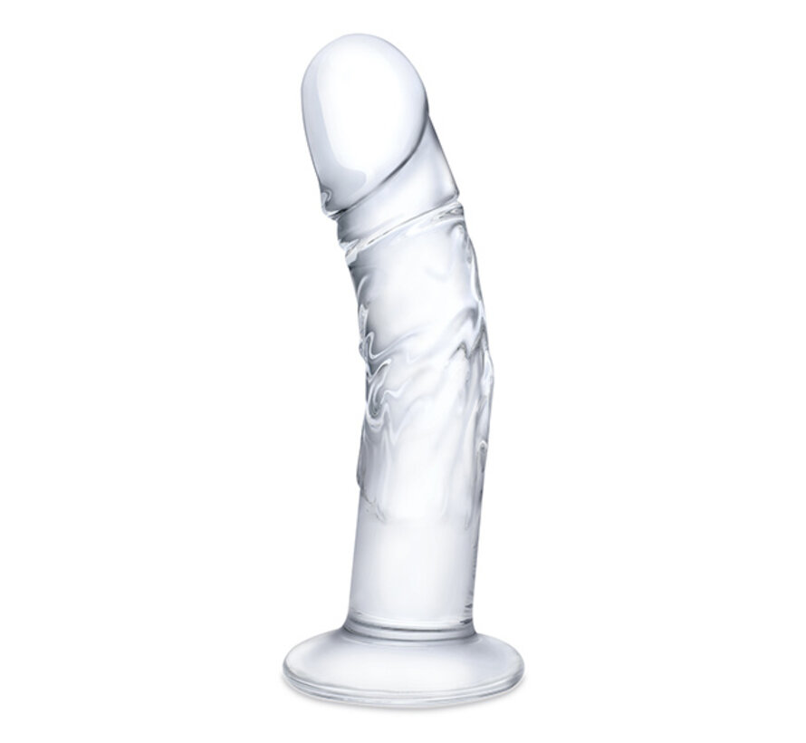 Glas - Curved Realistic Glass Dildo With Veins