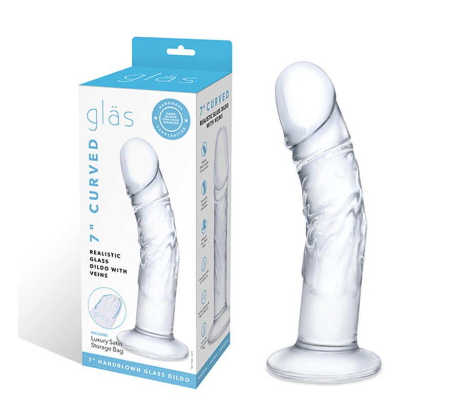 Glas - Curved Realistic Glass Dildo With Veins