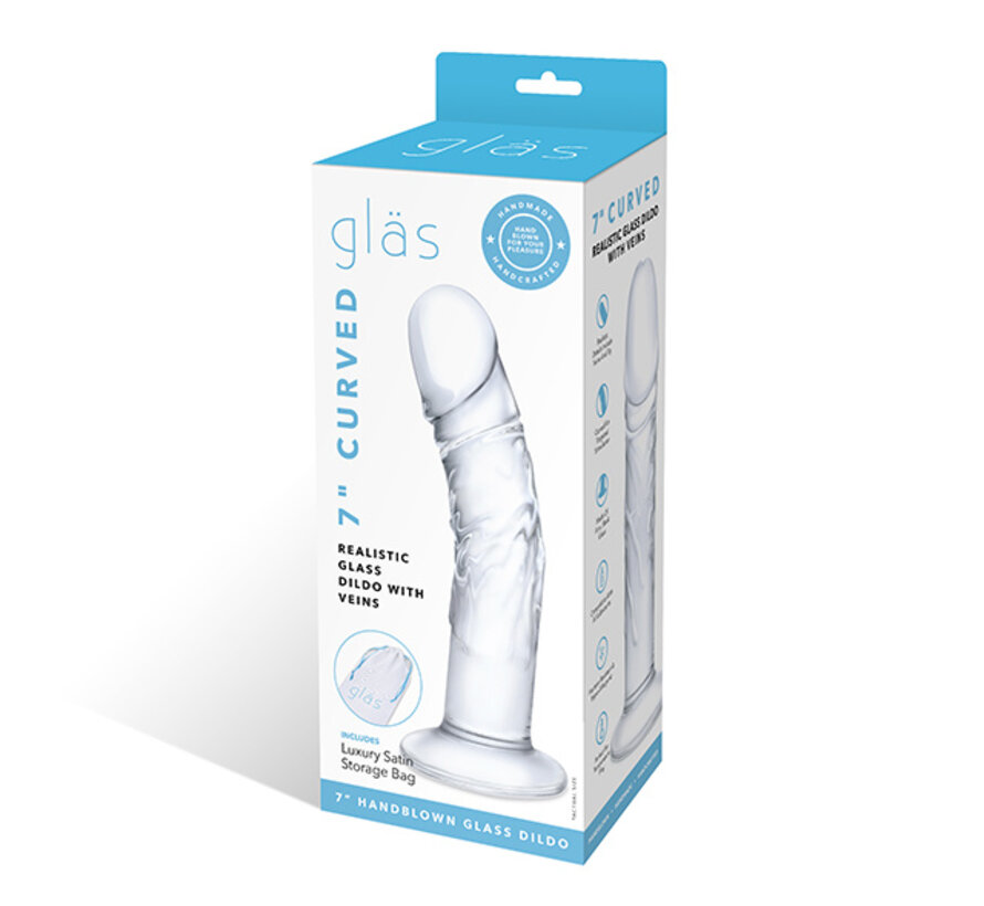 Glas - Curved Realistic Glass Dildo With Veins