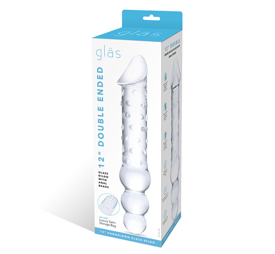 Glas - Double Ended Glass Dildo with Anal Beads