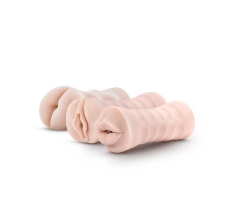 M for Men - Set Van 3 Masturbators Met Bullet Vibrator: Vagina, Anus, Mond