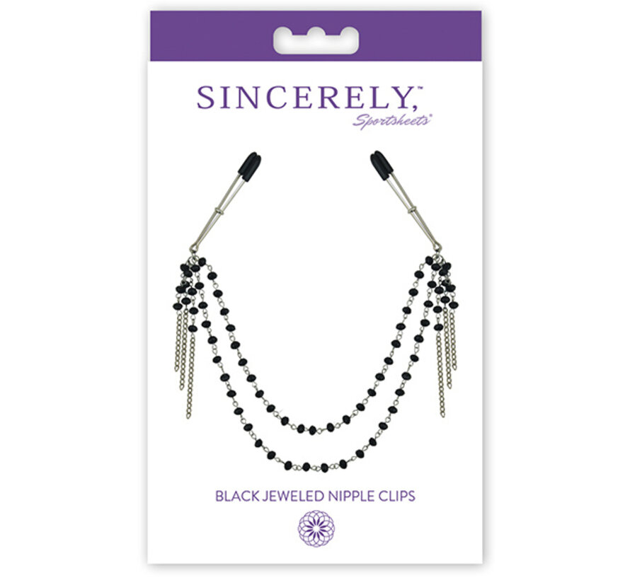 Sportsheets - Sincerely Black Jeweled Nipple Clips