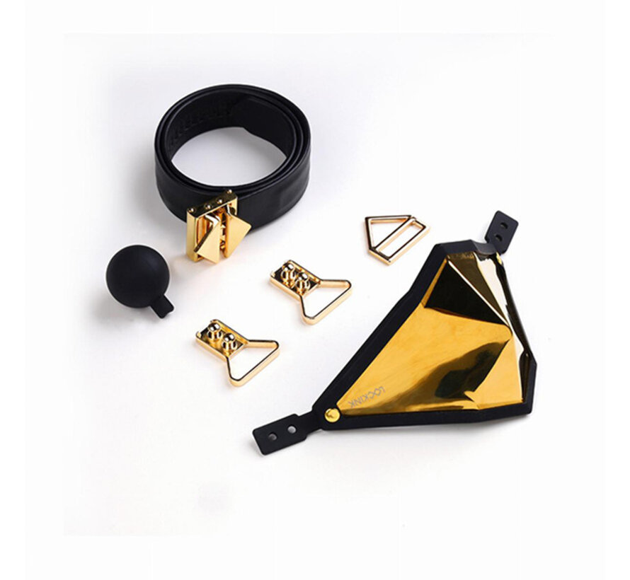 LOCKINK - Golden Punker Muzzle Gag Set  Gold