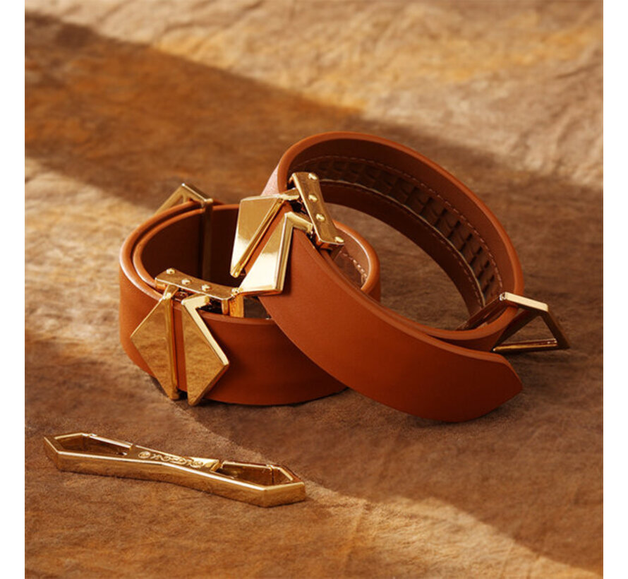 LOCKINK - Ankle and Wrist Cuffs Set - brown