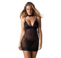 Obsessive - Donarella Chemise & Thong Black XL/2XL