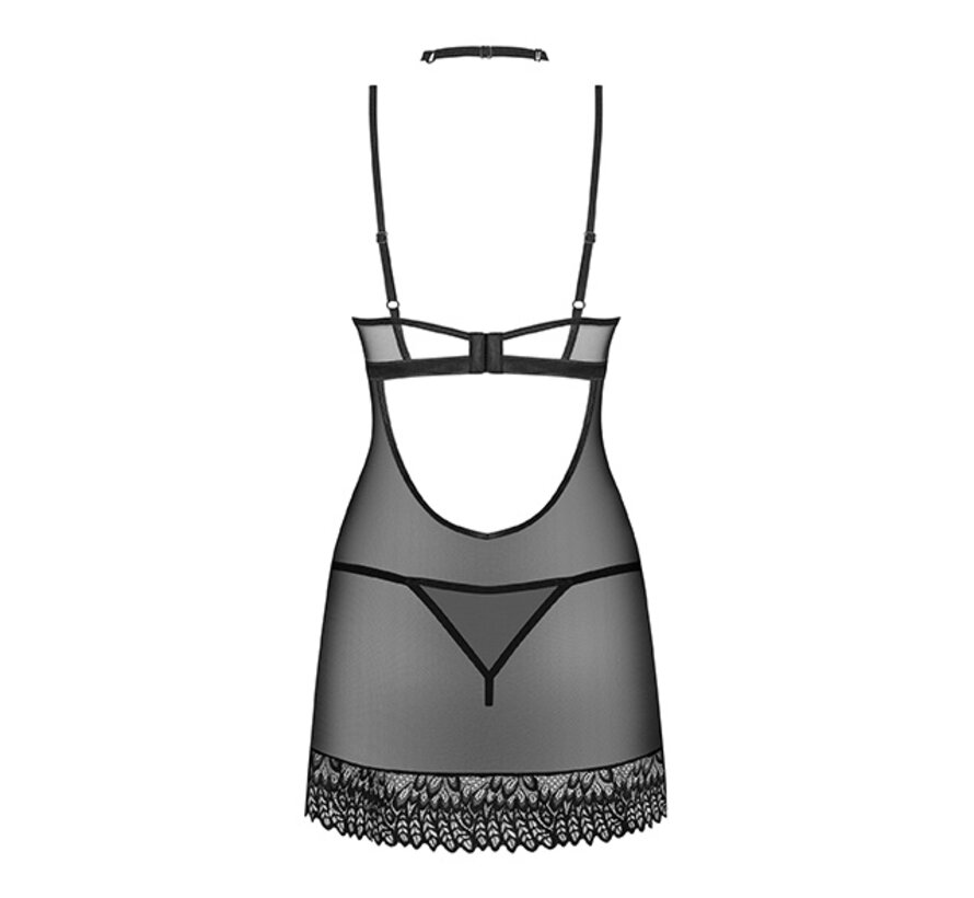 Obsessive - Donarella Chemise & Thong Black XL/2XL