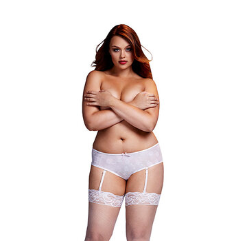 Baci - Witte Roos Open Kruis Boyshort Panty XL