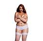 Baci - Witte Roos Open Kruis Boyshort Panty XL