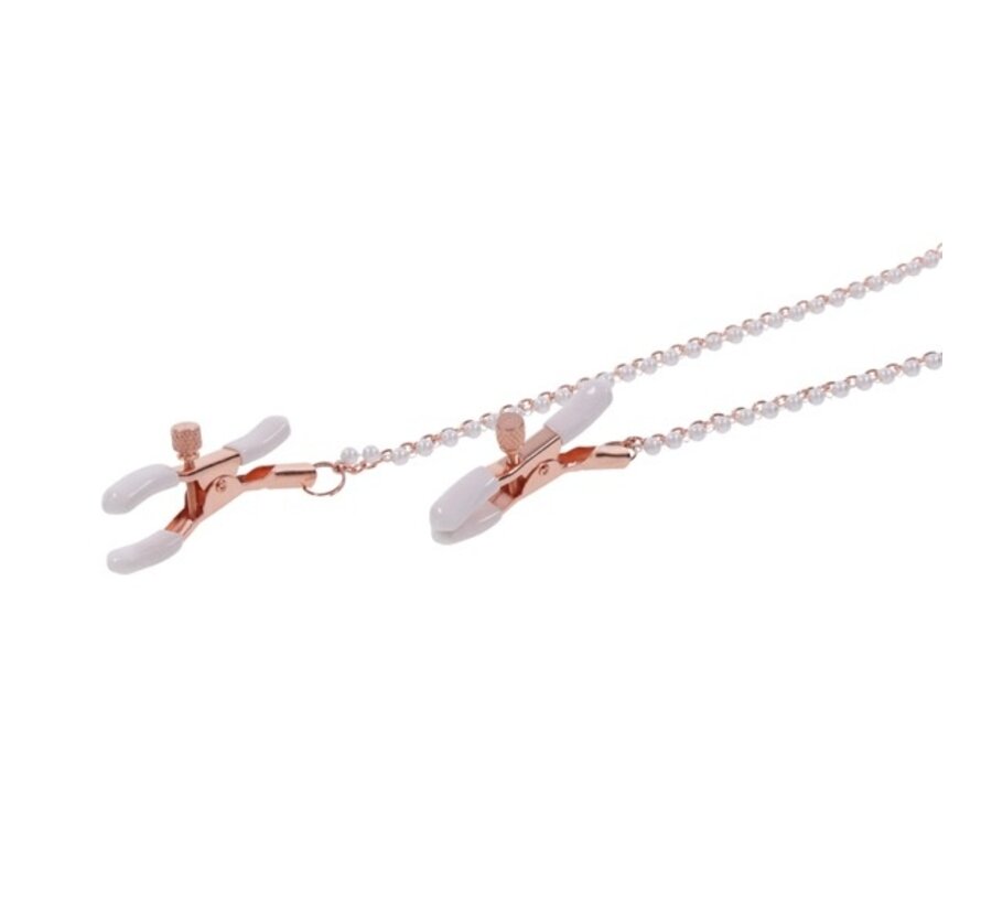 Sportsheets - S&M Peaches ‘n CreaMe Collar with Nipple Clamps Cream