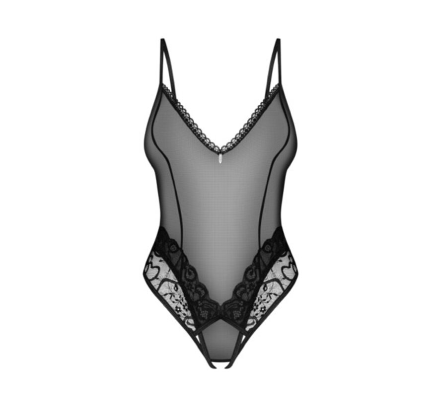 Obsessive - Blomentis crotchless teddy Black XL/2XL