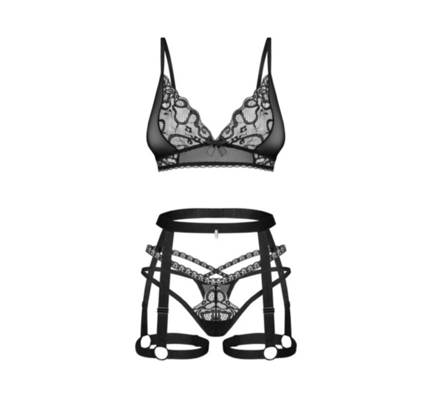 Obsessive - Blomentis 3-pcs set Black M/L