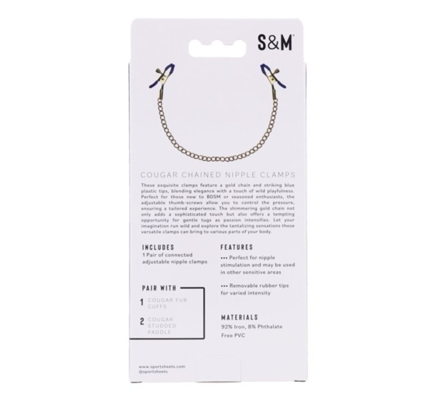 Sportsheets - Cougar Chained Nipple Clamps Gold