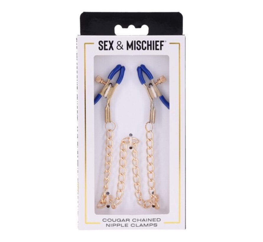 Sportsheets - Cougar Chained Nipple Clamps Gold