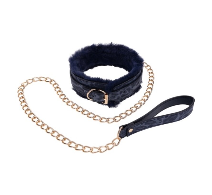 Sportsheets - Cougar Fur Collar & Leash Blue