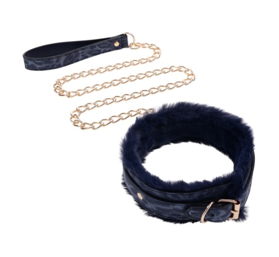 Sportsheets - Cougar Fur Collar & Leash Blue