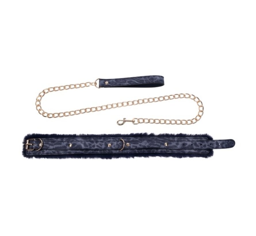 Sportsheets - Cougar Fur Collar & Leash Blue